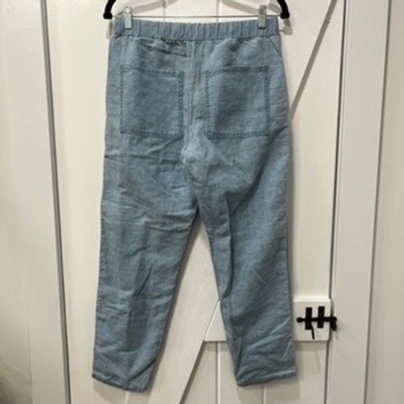 Banana Republic Womens Pants XS NWT $89.50 Blue Linen Tapered Relaxed Pull On - Picture 5 of 10